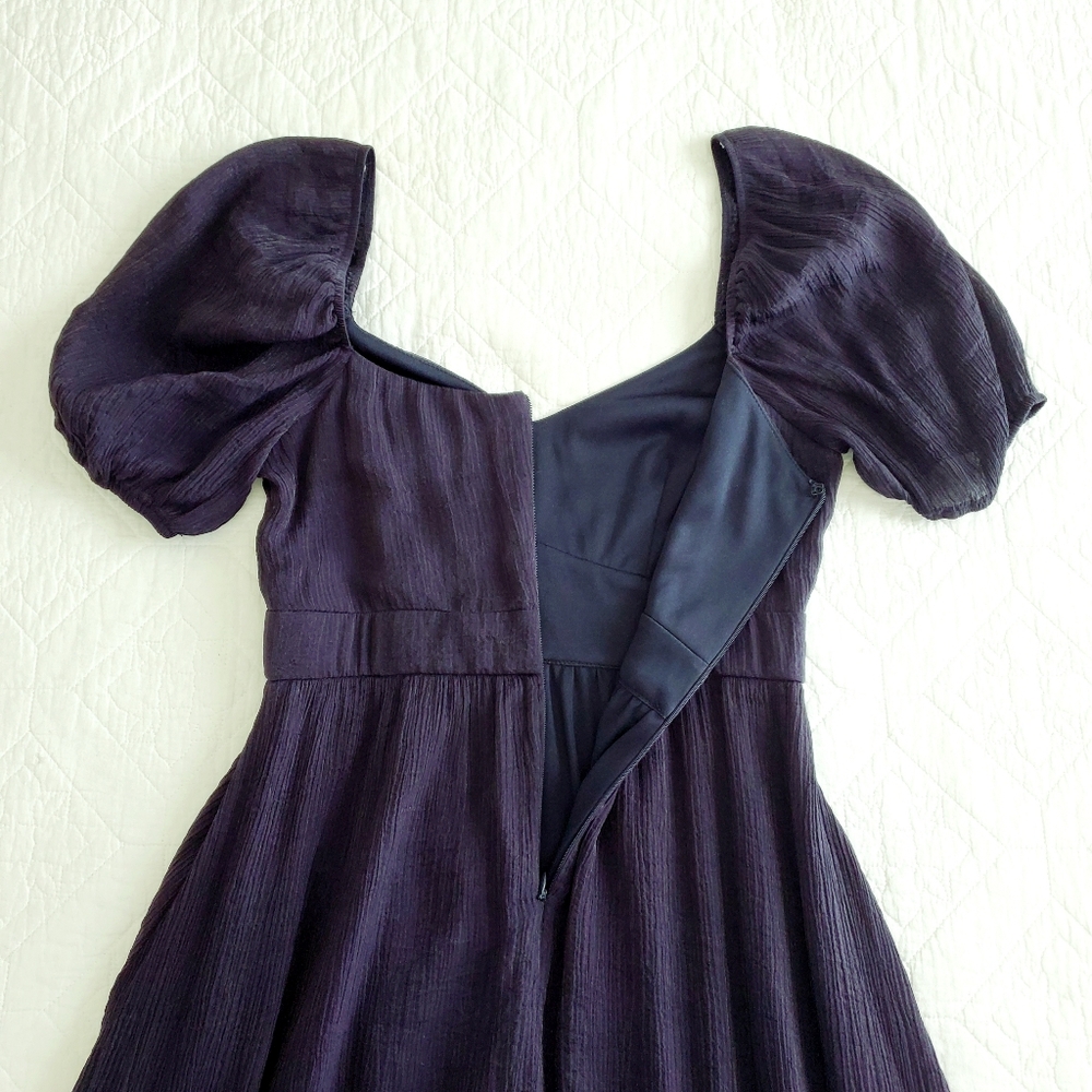 Lulus Simply A Sensation Navy Blue Puff Sleeve Midi Dress - Picture 6 of 12